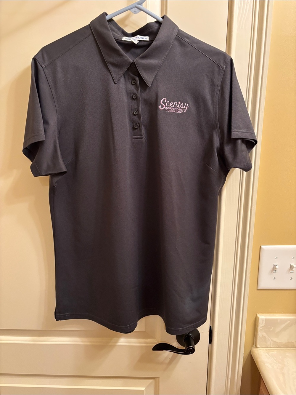 Scentsy women’s Dark Charcoal Polo with Embroidered Logo